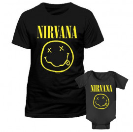 Duo Rockset con camiseta para papá de Nirvana y body para bebé de Nirvana